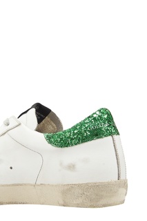 Кроссовки Superstar с зеленым глиттером и радужными звездами Golden Goose Deluxe Brand