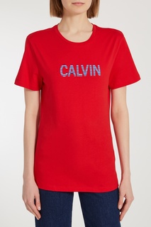 Красная футболка с логотипом Calvin Klein