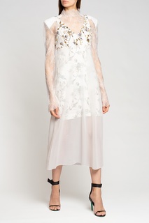 Комбинированное платье с кружевом Off White