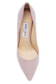 Мерцающие бежево-розовые туфли Romy 85 Jimmy Choo