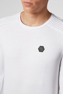 Белый хлопковый лонгслив с отделкой Philipp Plein
