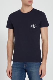 Синяя футболка с накладным карманом Calvin Klein