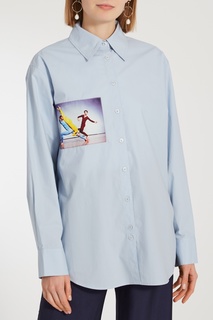 Голубая рубашка с цветным фотопринтом Acne Studios