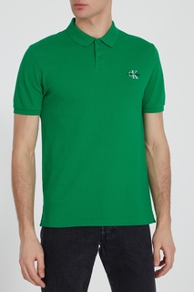 Зеленое поло с логотипом Calvin Klein