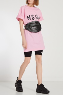 Розовое платье-футболка с логотипом Msgm