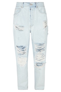 Широкие голубые джинсы с эффектом поношенности Unravel Project