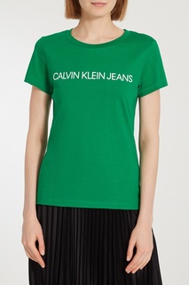 Зеленая футболка с логотипом Calvin Klein