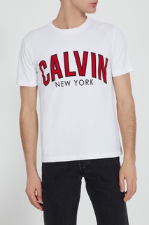 Белая футболка с контрастным логотипом Calvin Klein