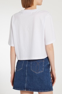 Короткая белая футболка Calvin Klein