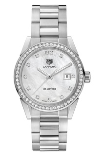 CARRERA Кварцевые женские часы с белым перламутровым циферблатом Tag Heuer