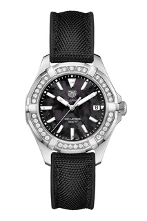 AQUARACER Кварцевые женские часы с черным перламутровым циферблатом Tag Heuer