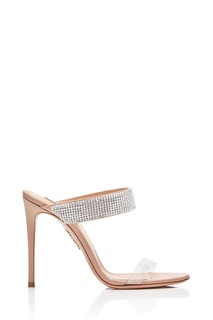 Бежевые мюли Spritz Plexy 105 со стразами Aquazzura