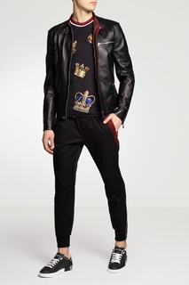 Бордово-черные спортивные брюки Dolce & Gabbana