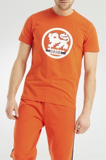 Оранжевая хлопковая футболка с принтом Dirk Bikkembergs
