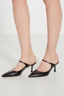 Черные слингбэки из глянцевой кожи Prada