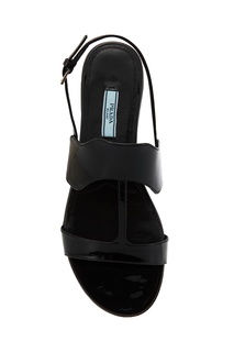 Черные сандалии из кожи и плексигласа Prada