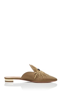 Бежевые мюли Mystic с вышивкой Aquazzura