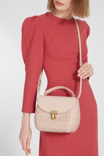 Плетеная розовая кожаная сумка Ulyana Sergeenko