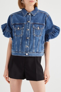 Джинсовая куртка с рюшами на рукавах Msgm