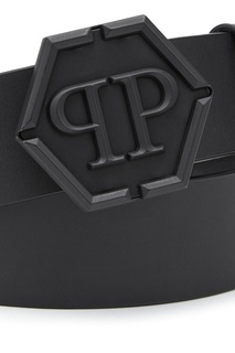Черный ремень с логотипом Philipp Plein