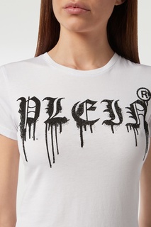 Белая футболка с блестящим логотипом Philipp Plein