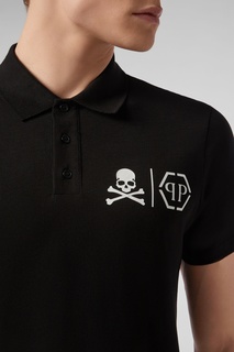 Черное поло с логотипом Philipp Plein