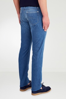 Голубые джинсы с потертостями Cortigiani