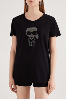 Футболка с отделкой кристаллами Karl Lagerfeld