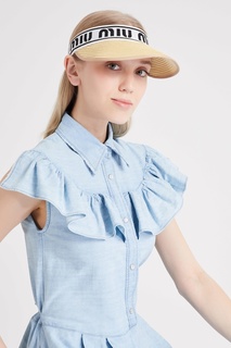 Соломенный солнцезащитный козырек с логотипом Miu Miu