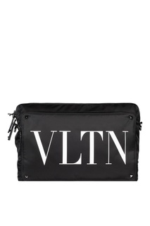 Черная сумка с контрастным логотипом Valentino