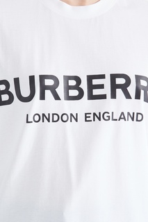 Белая футболка с черным логотипом Burberry