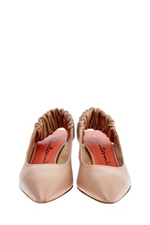 Бежевые слингбэки на блочном каблуке Santoni