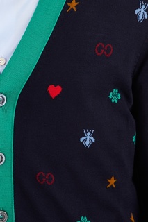 Кардиган с вязаным узором и контрастной отделкой Gucci Man
