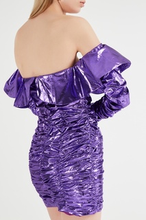 Блестящее фиолетовое платье мини Attico