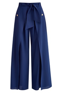 Широкие синие брюки с завязками Balmain