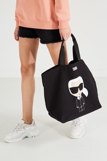 Черная сумка-шоппер с рисунком Karl Lagerfeld