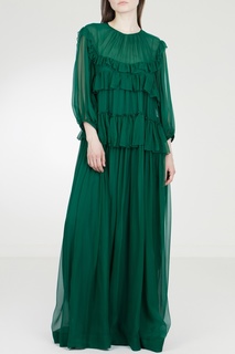 Зеленое платье-макси с оборками No.21