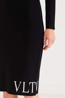 Черное вязаное платье с логотипом Valentino