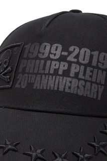 Черная бейсболка с принтом и вышивками Philipp Plein
