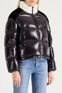 Черная куртка с контрастным воротником Moncler