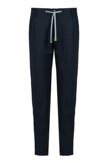 Синие шерстяные брюки с защипами Eleventy