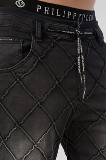 Серые джинсовые брюки с декоративными швами Philipp Plein