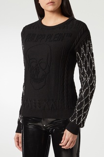 Черный джемпер с кристаллами Philipp Plein