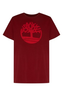 Бордовая футболка с логотипом бренда Timberland