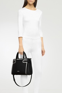 Черная сумка Lady с белым принтом Furla