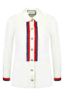 Белая блуза с отделкой из ленты Sylvie Web Gucci