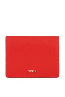 Красный квадратный кошелек из сафьяновой кожи Furla