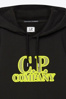 Черное худи с неоновыми принтами C.P. Company