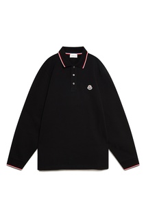 Черное поло с длинными рукавами Moncler