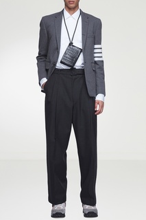 Серый пиджак с контрастной отделкой Thom Browne